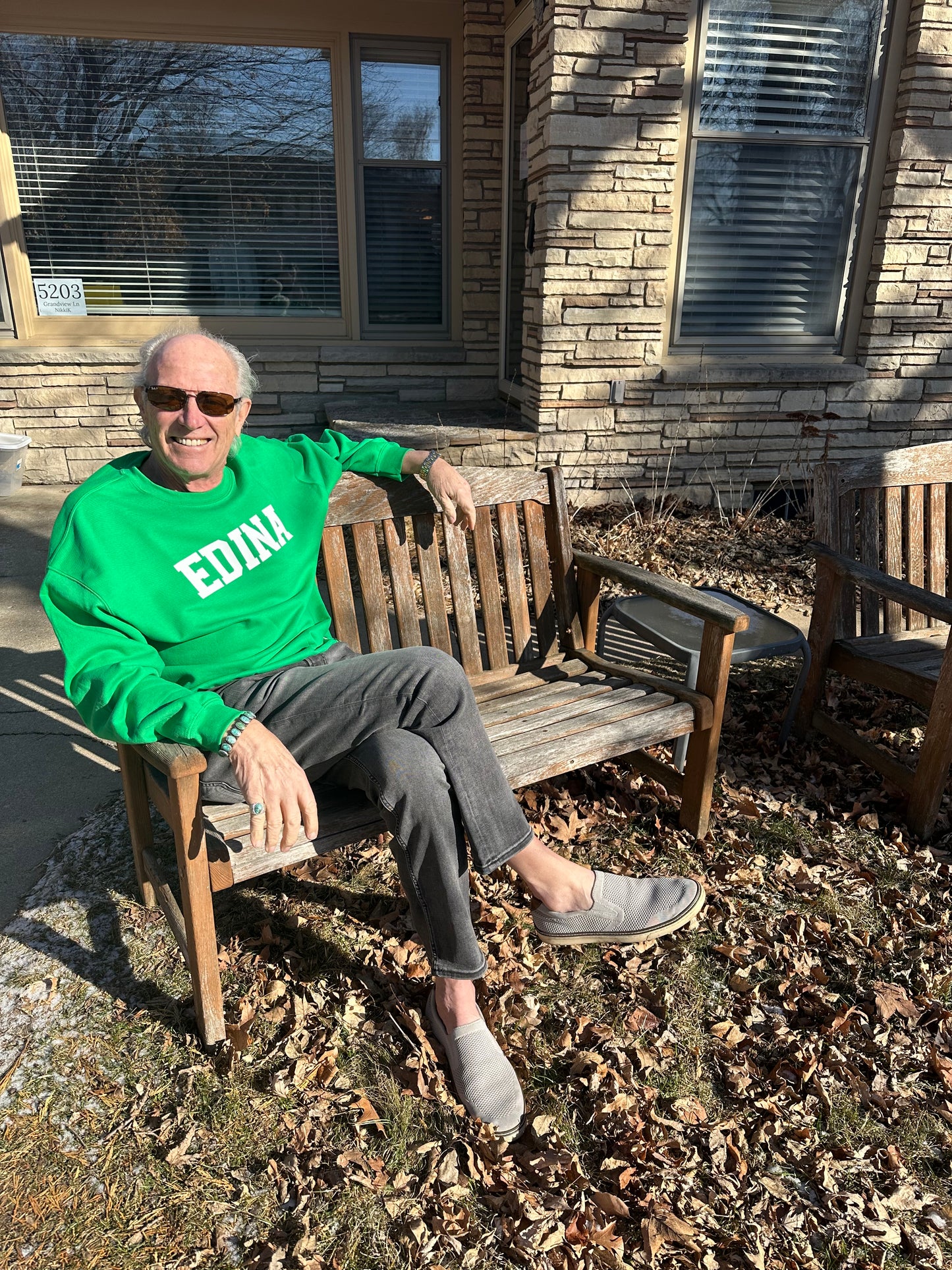 White Vinyl Edina Green Crewneck Adult S-4X