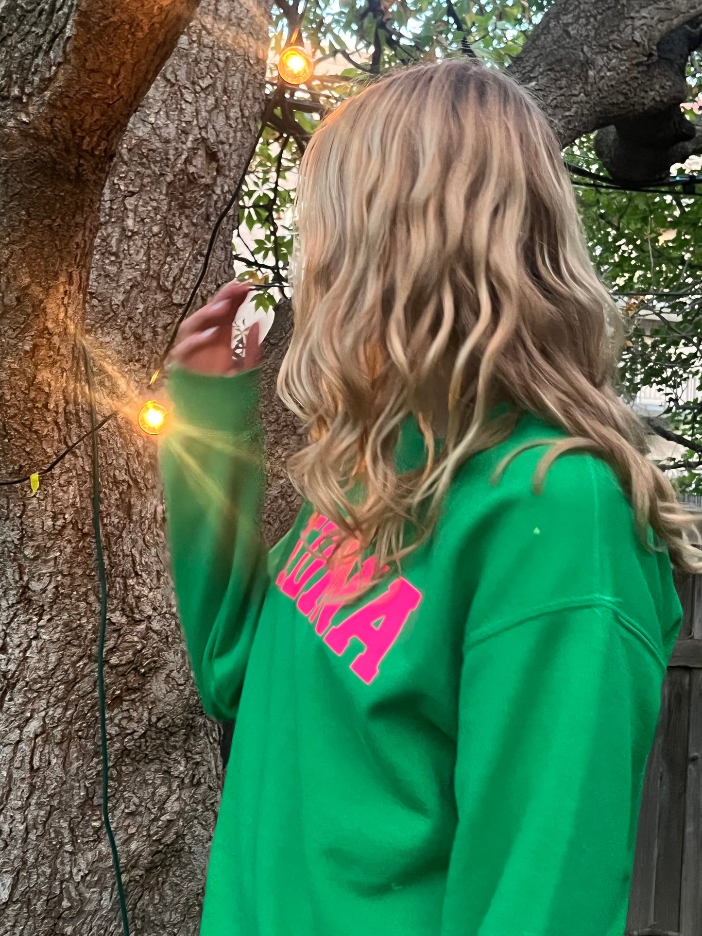 Hot Pink Edina Green Crewneck Youth + Adult