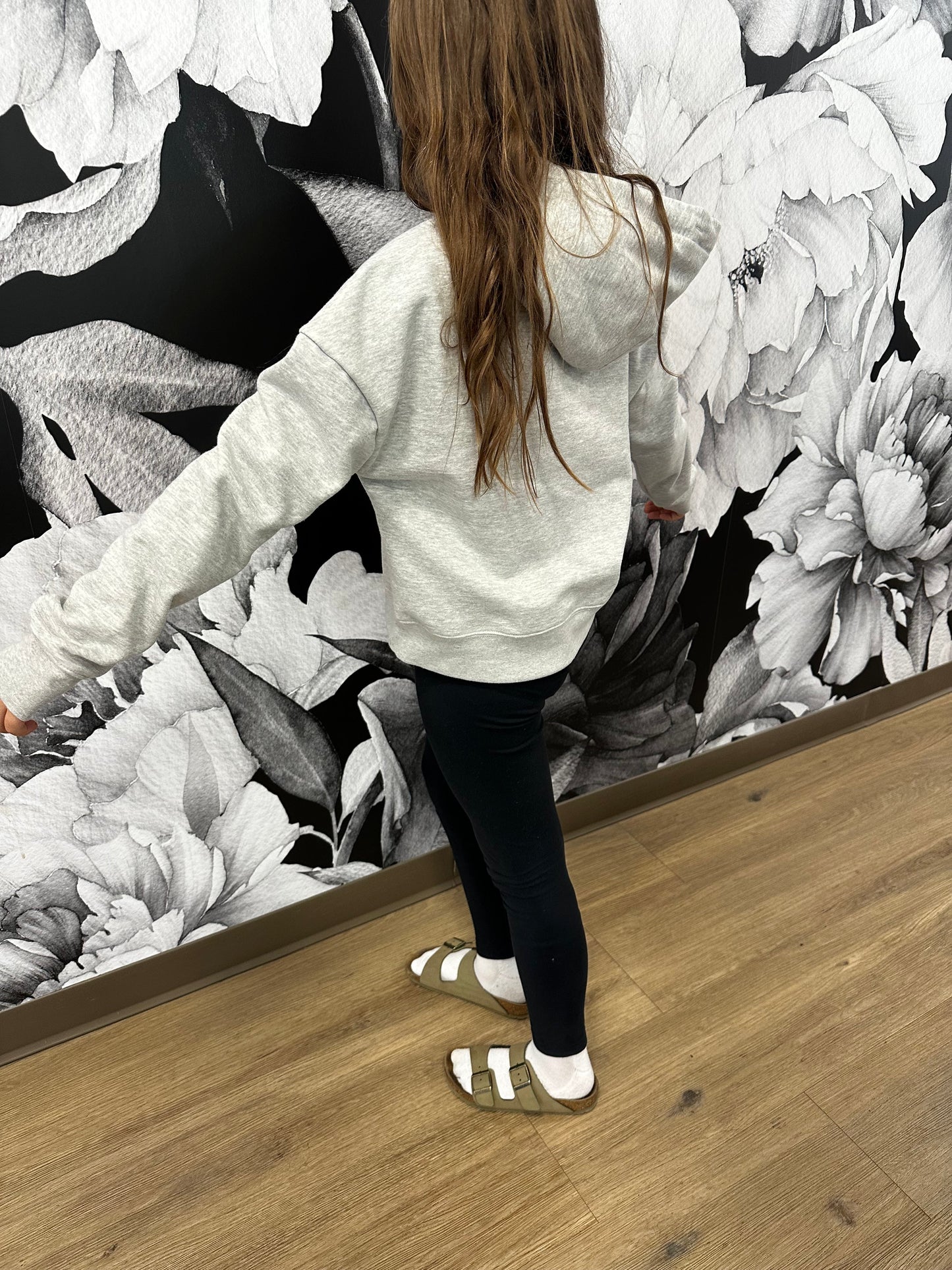 Embroidered E Crop Grey or Black Hoody Adult XS-4X