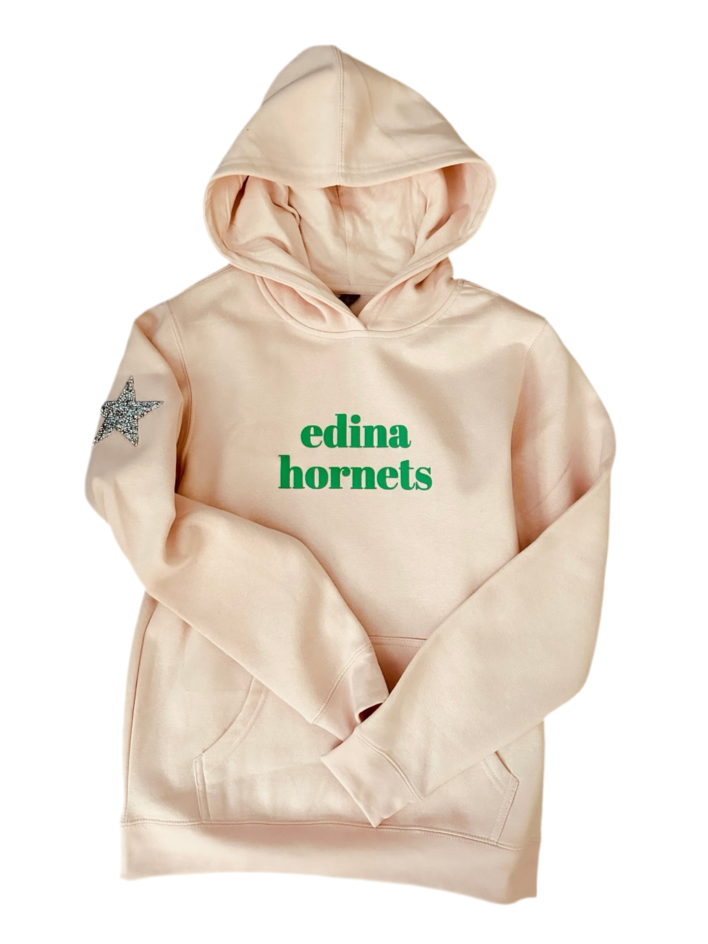 1-YXL & 1-AdultL Peach Hoody Silver Star