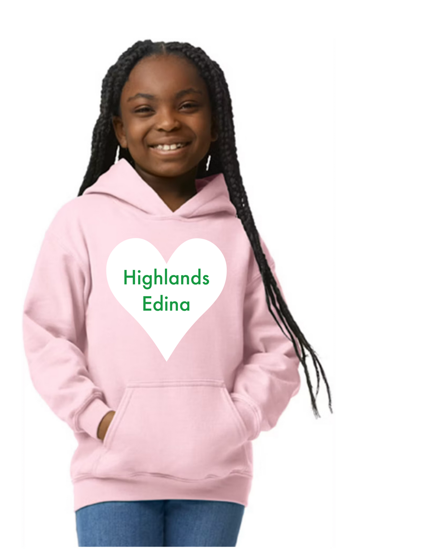 Highlands Edina Heart Youth Hoody Green or Pink