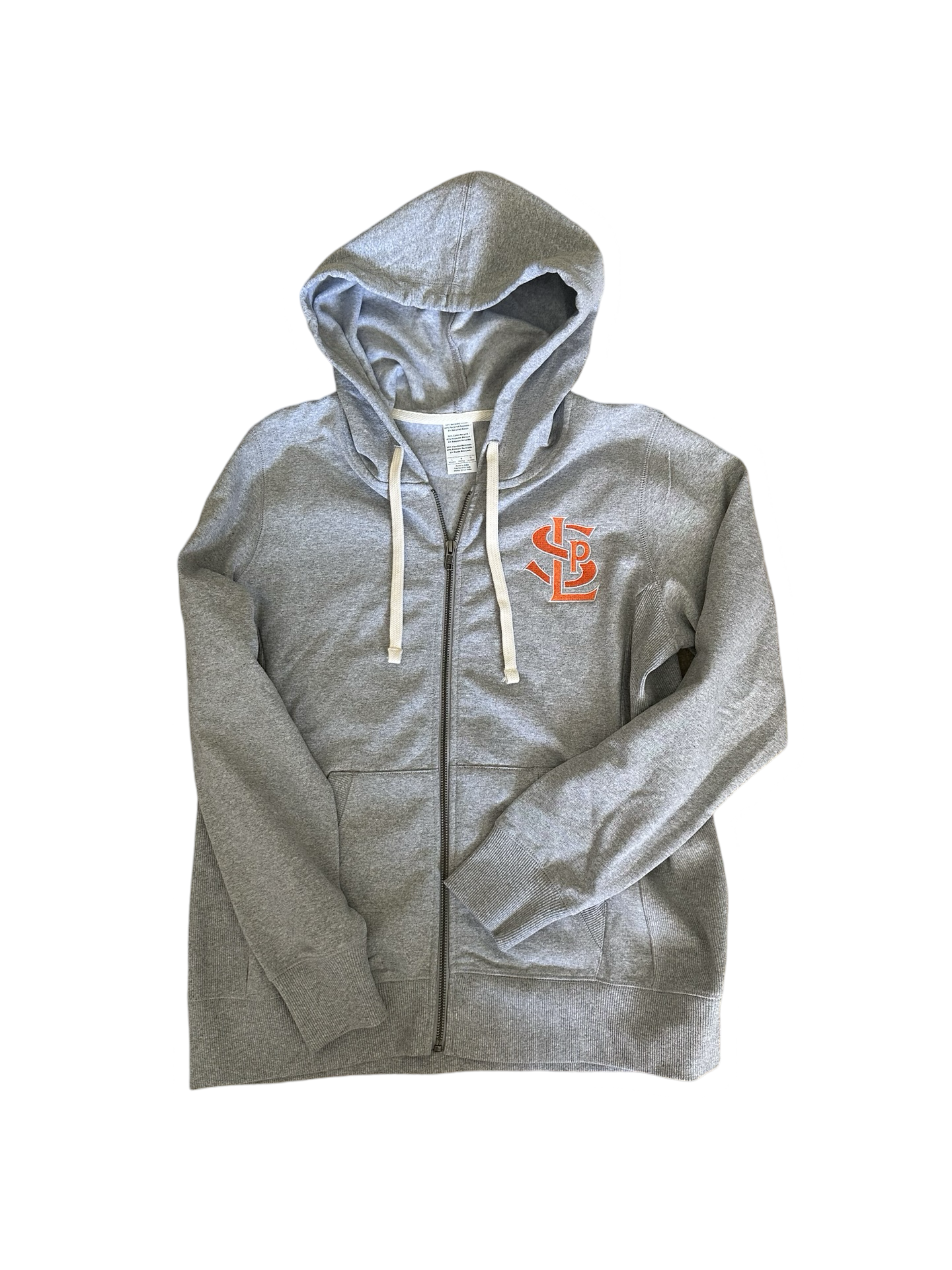 Embroidered SLP Logo Adult Womens Cut Zip Hoody Grey