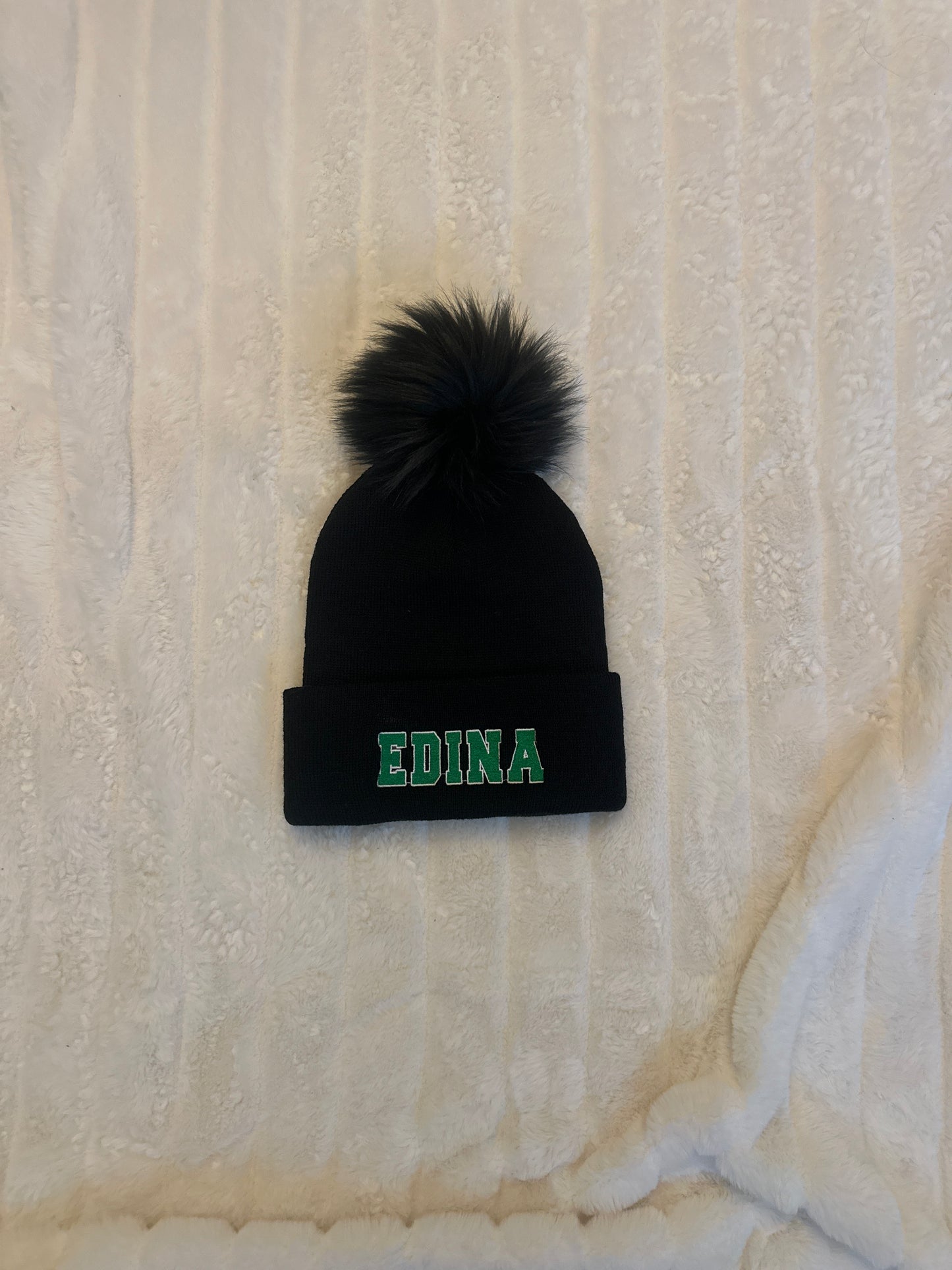 Black Edina Hat Large Black Pom