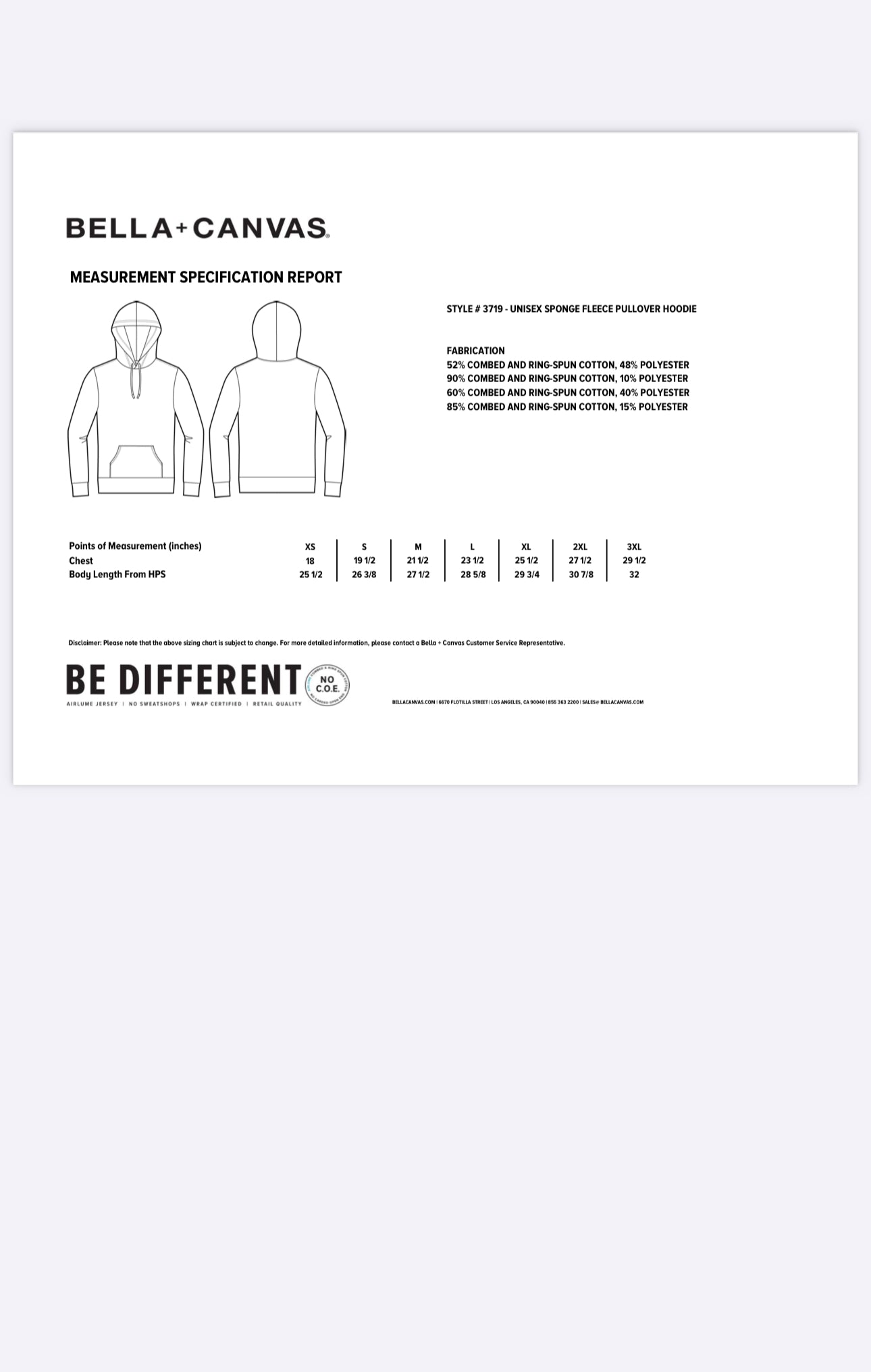 Soft Bella Adult Unisex Black Hoody SLP