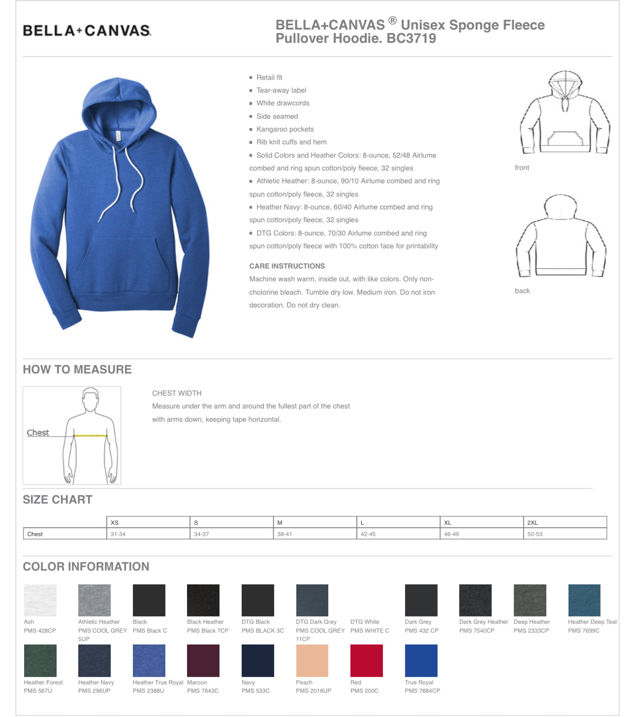 Bella Grey Adult Hoody Embroidered Edina
