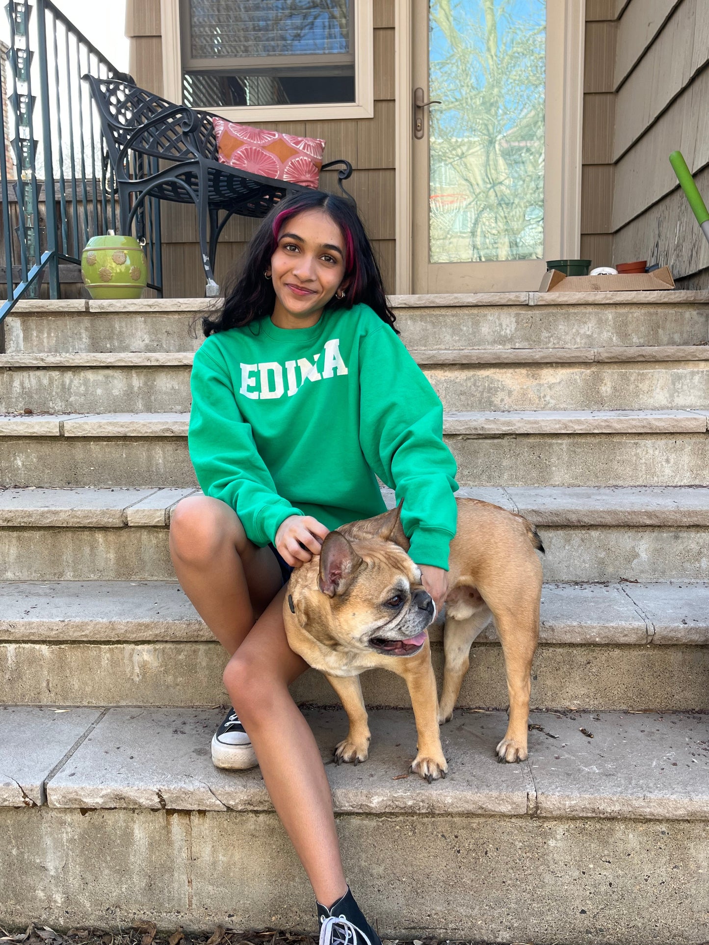 White Vinyl Edina Green Crewneck Adult S-4X