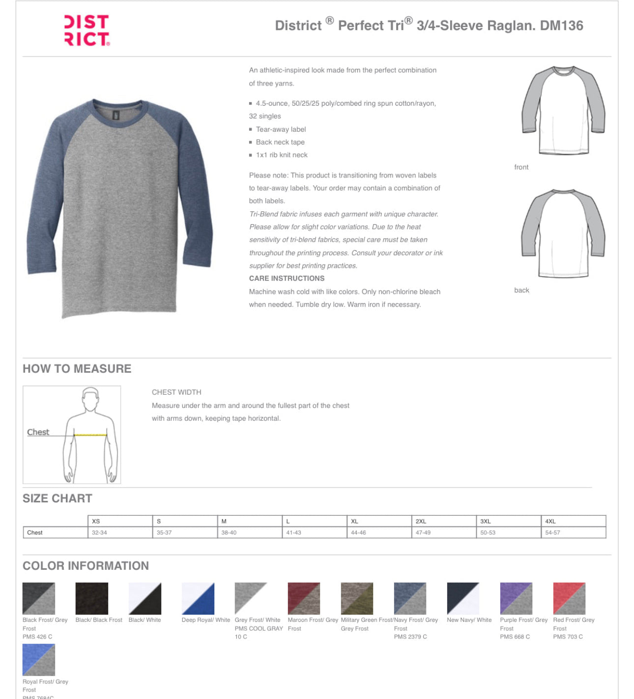 HD 3/4 Sleeve Baseball T