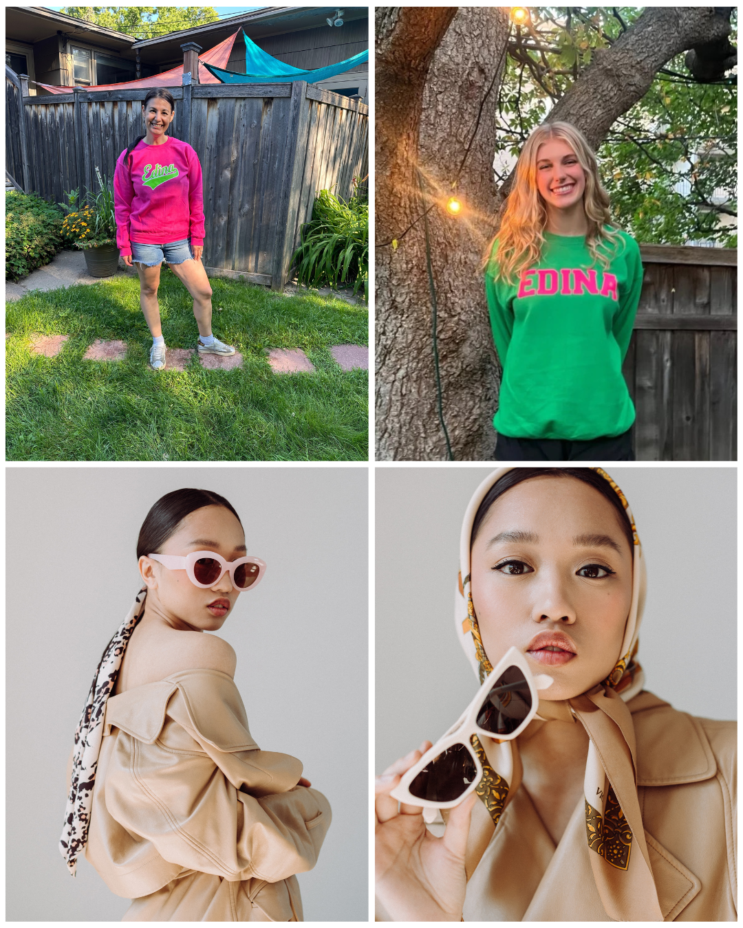 Light Pink Edina Green Crewneck Youth + Adult