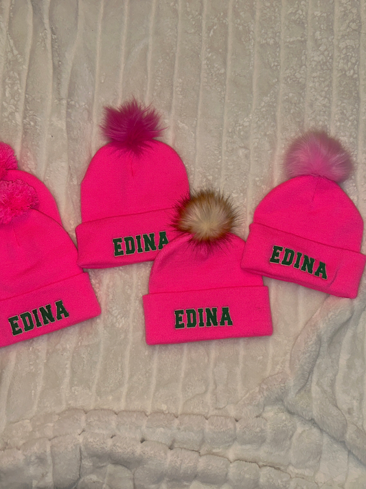 Neon Pink Edina Pom Hat