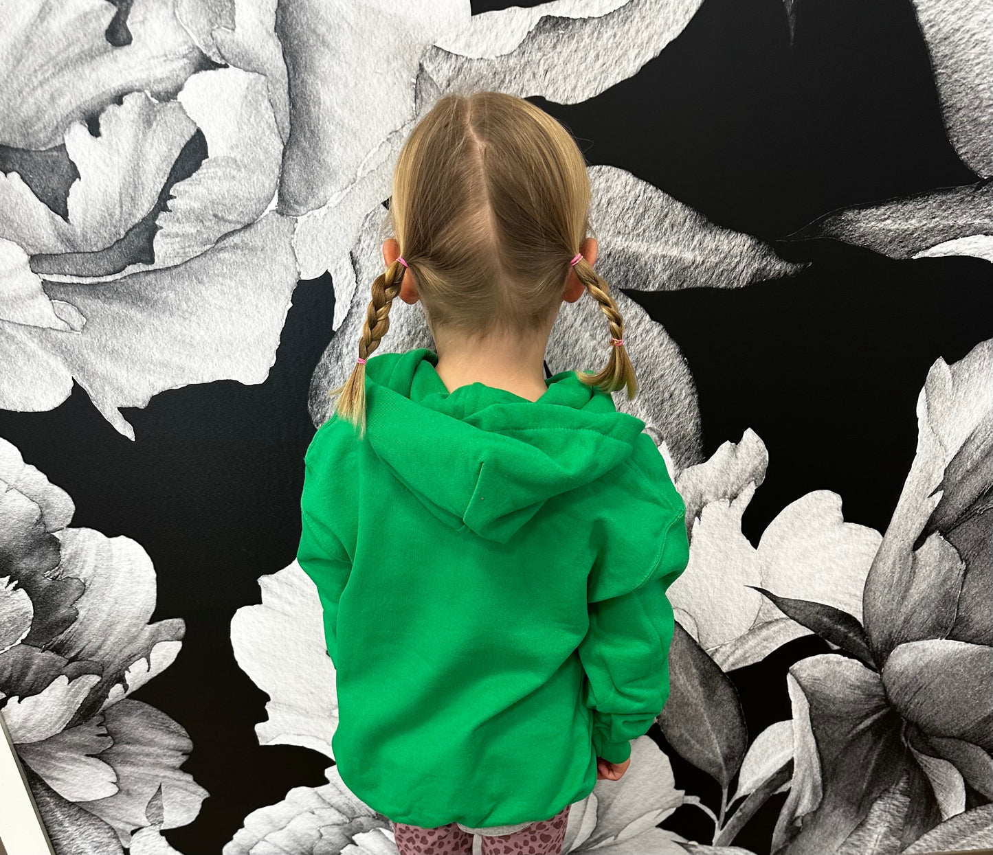 White & Black Edina Youth Green Hoody With or Without Black Sequin Star