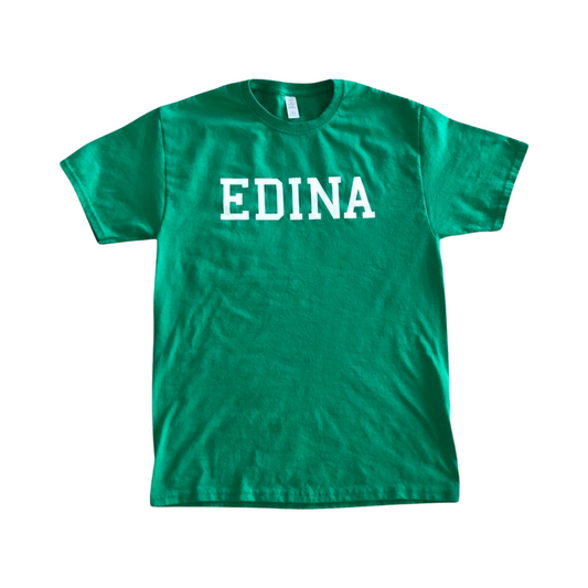 White Edina Green Cotton SS T Youth + Adult