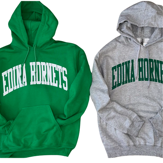 EDINA HORNETS Green or Grey Adult Hoody XS-4X