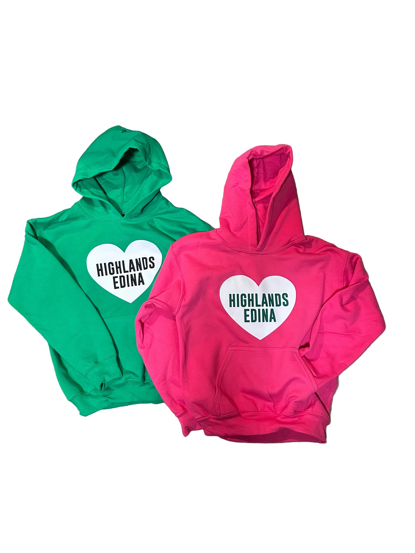 Highlands Edina Heart Youth Hoody Green or Pink