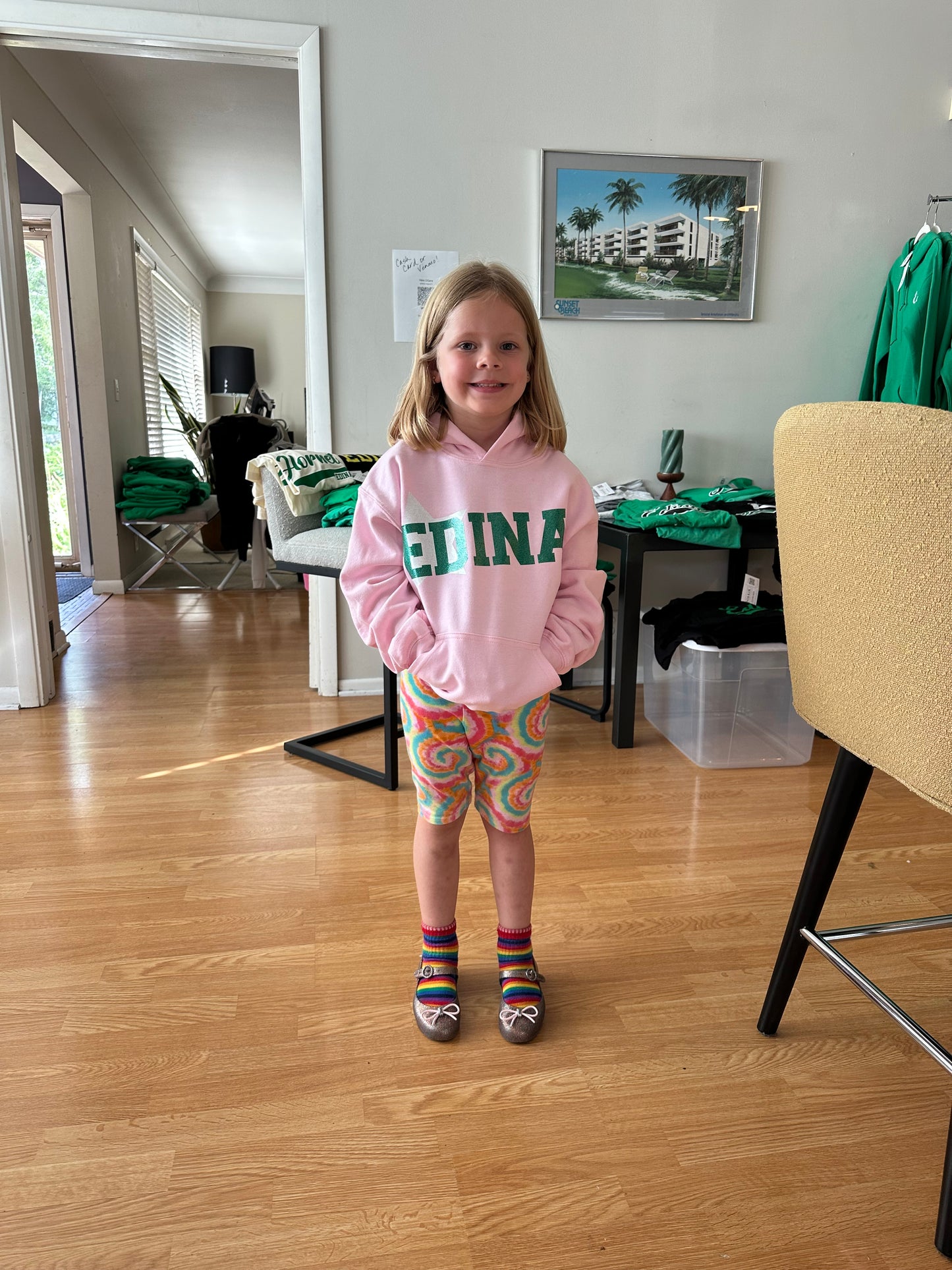 Light or Dark Pink Edina Star Youth Hoody