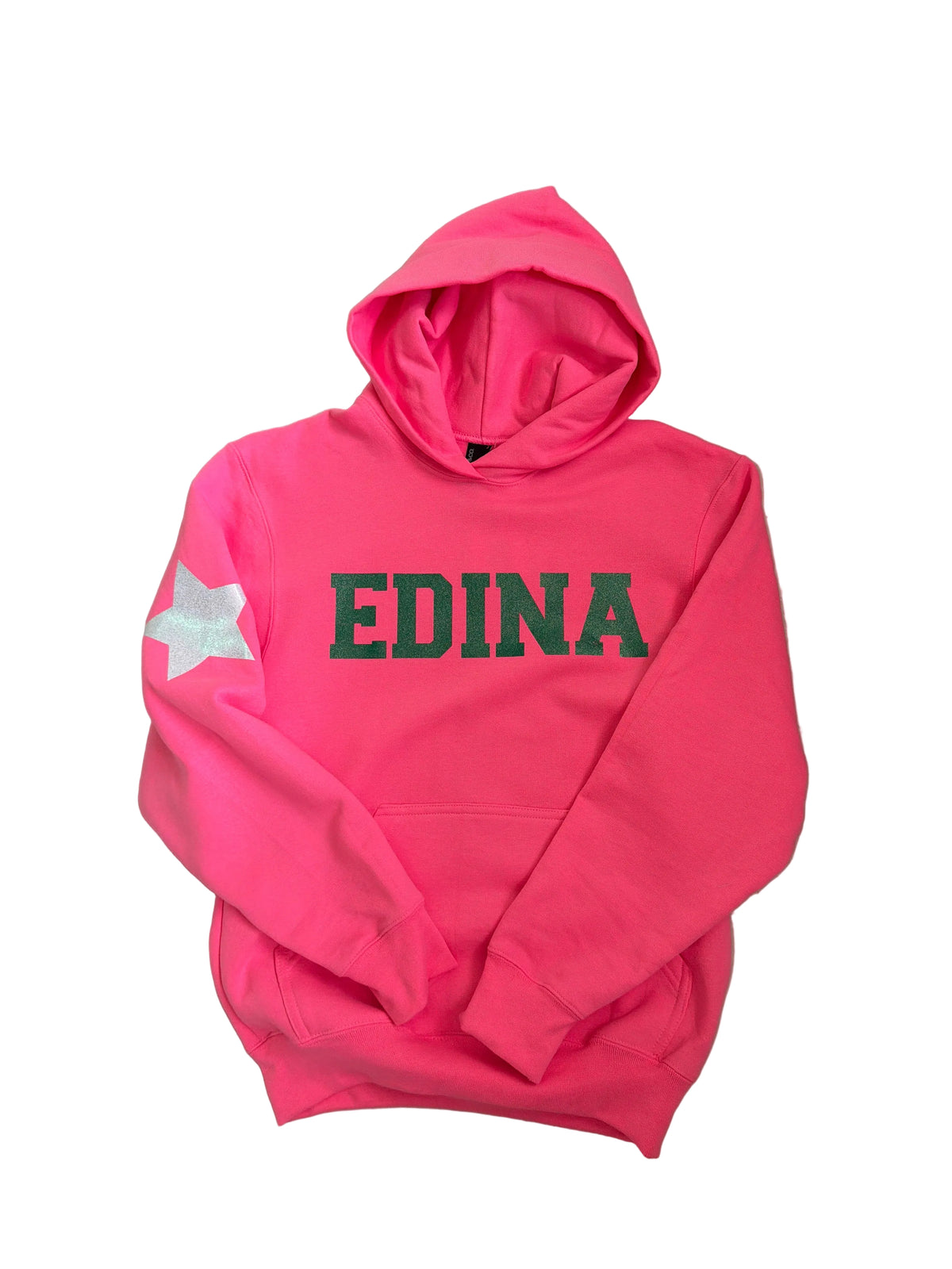 Hot pink youth hoodie Glittery green Edina