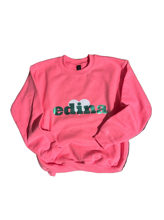 Youth Neon Pink Crewneck edina heart 1-S 5/6 1-M 8/10