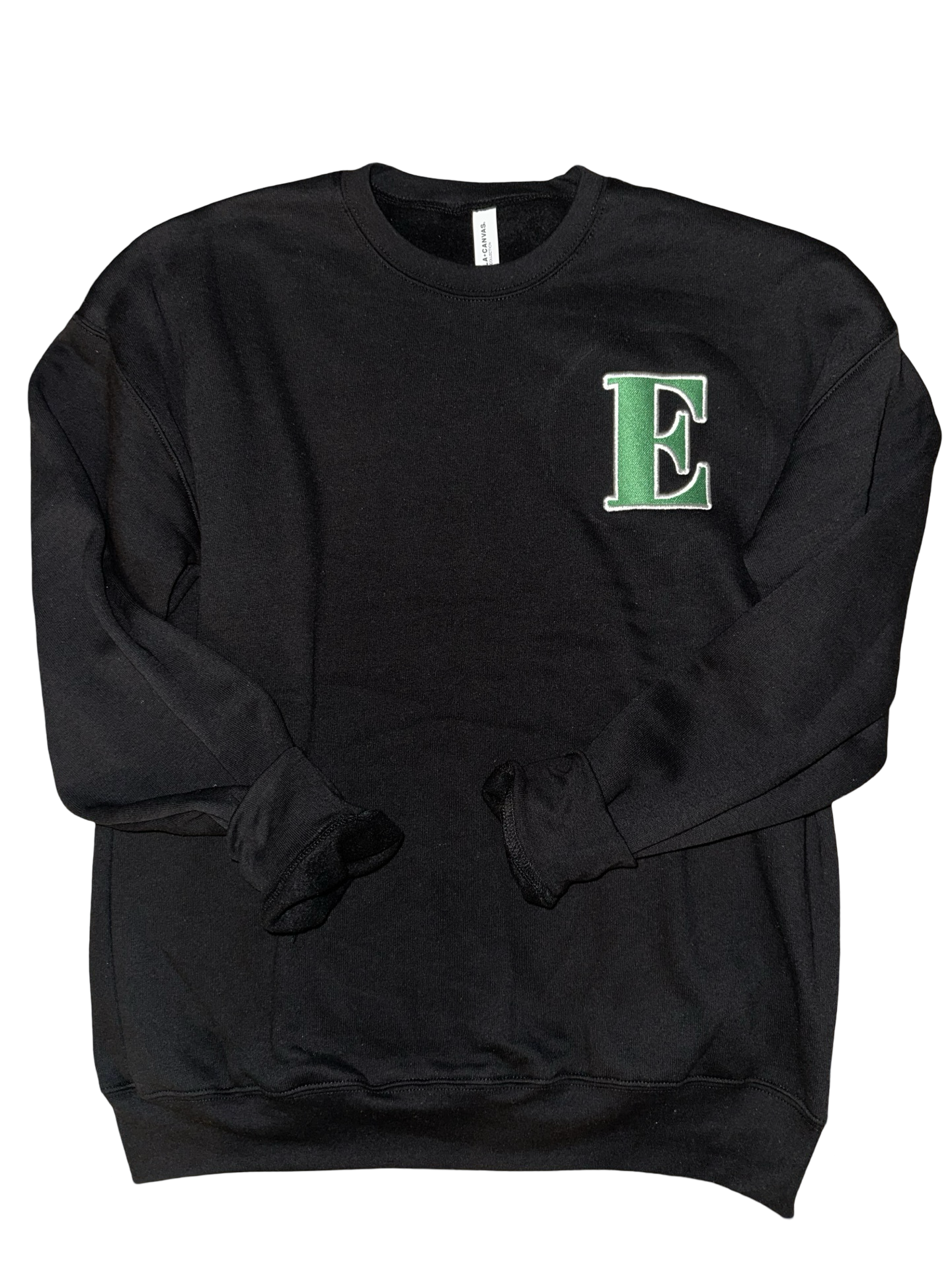 Embroidered New E Black Adult Bella Crewneck