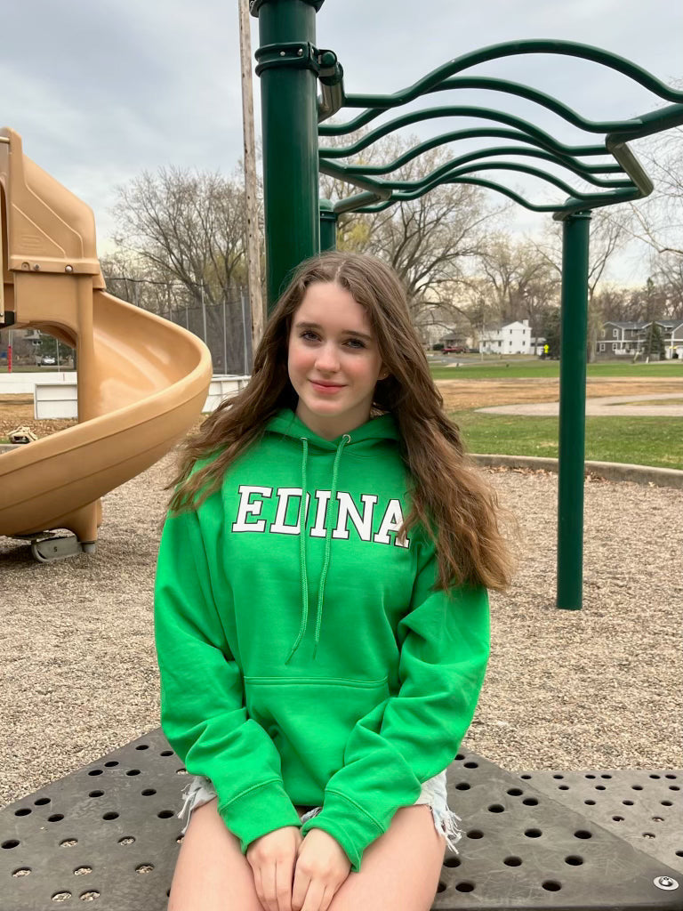 White & Black Edina Green Hoody Adult XS-4X