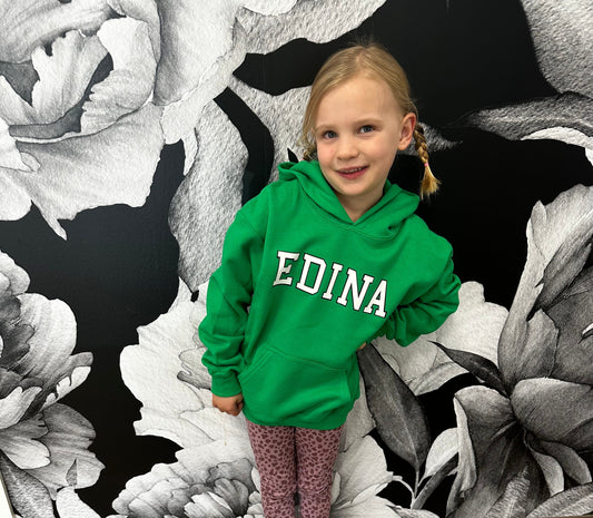 White & Black Edina Youth Green Hoody With or Without Black Sequin Star