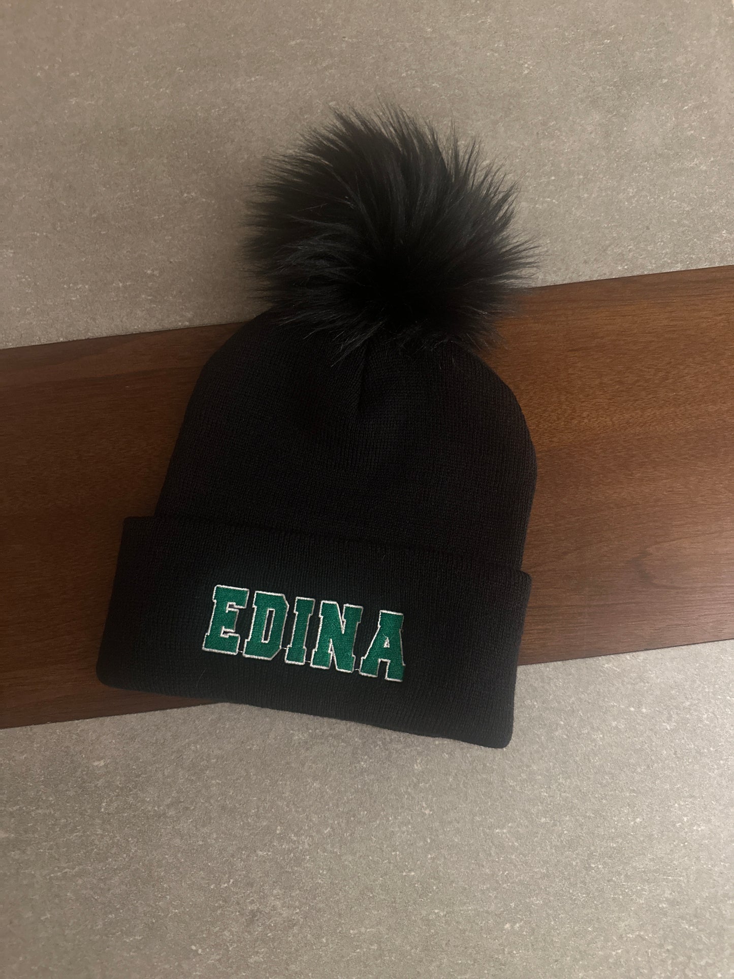 Black Edina Hat Large  Black Pom