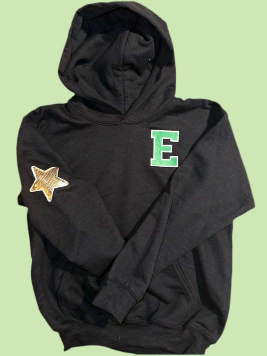 1-Youth S Hoody w Embroidered E & glittery gold star on sleeve