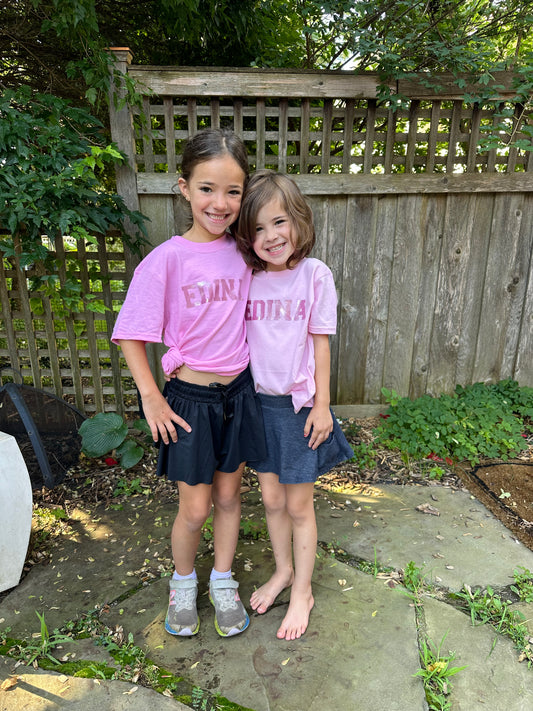 Littles + Youth Pink T With Glittery Pink Edina