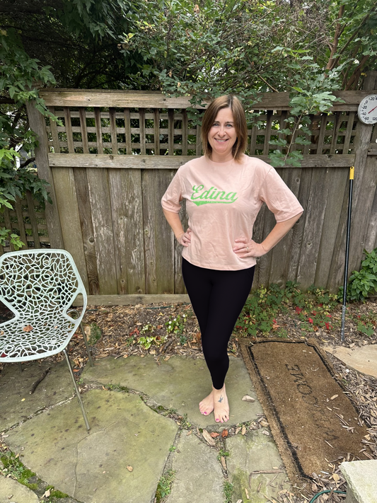 Adult Boxy Crop T Green Edina Swish 1-Small, 1-Large left