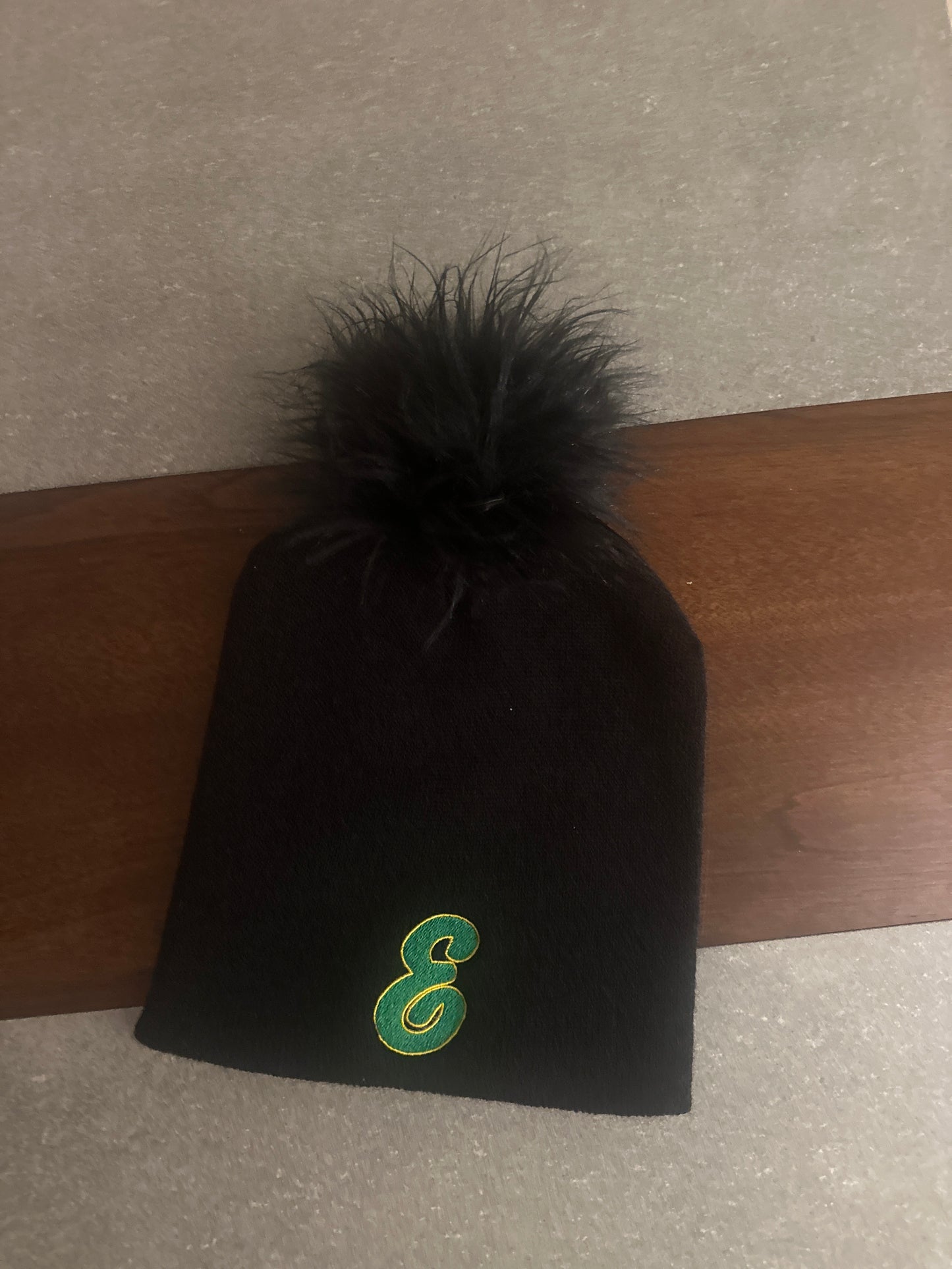 Big E Black Faux Fur Pom Hat
