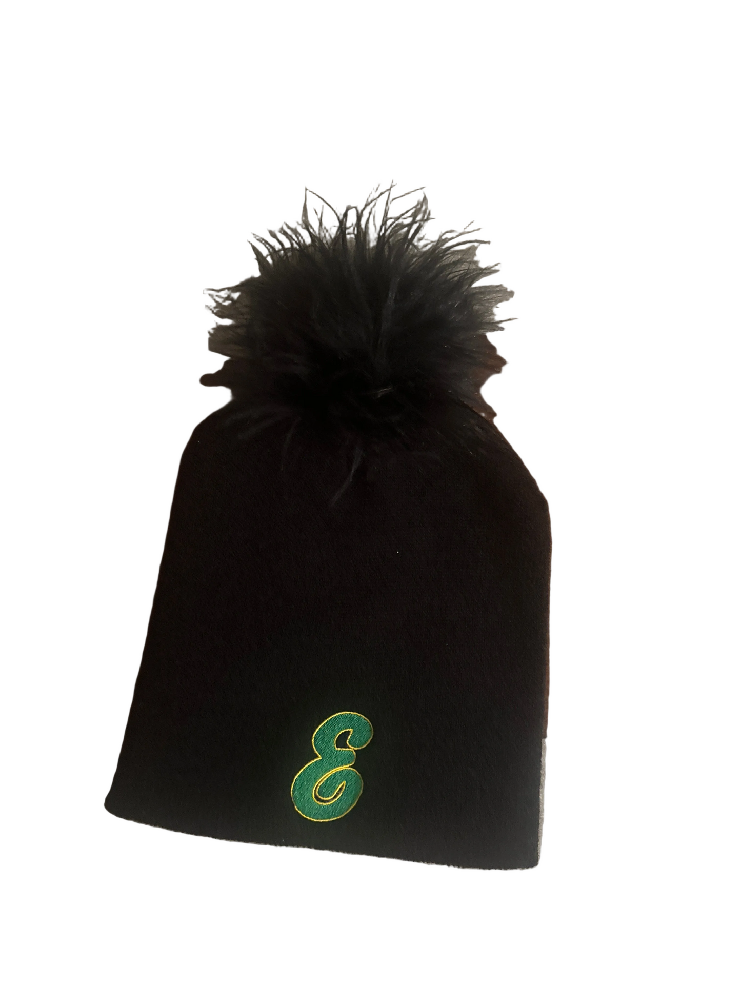 Big E Black Faux Fur Pom Hat