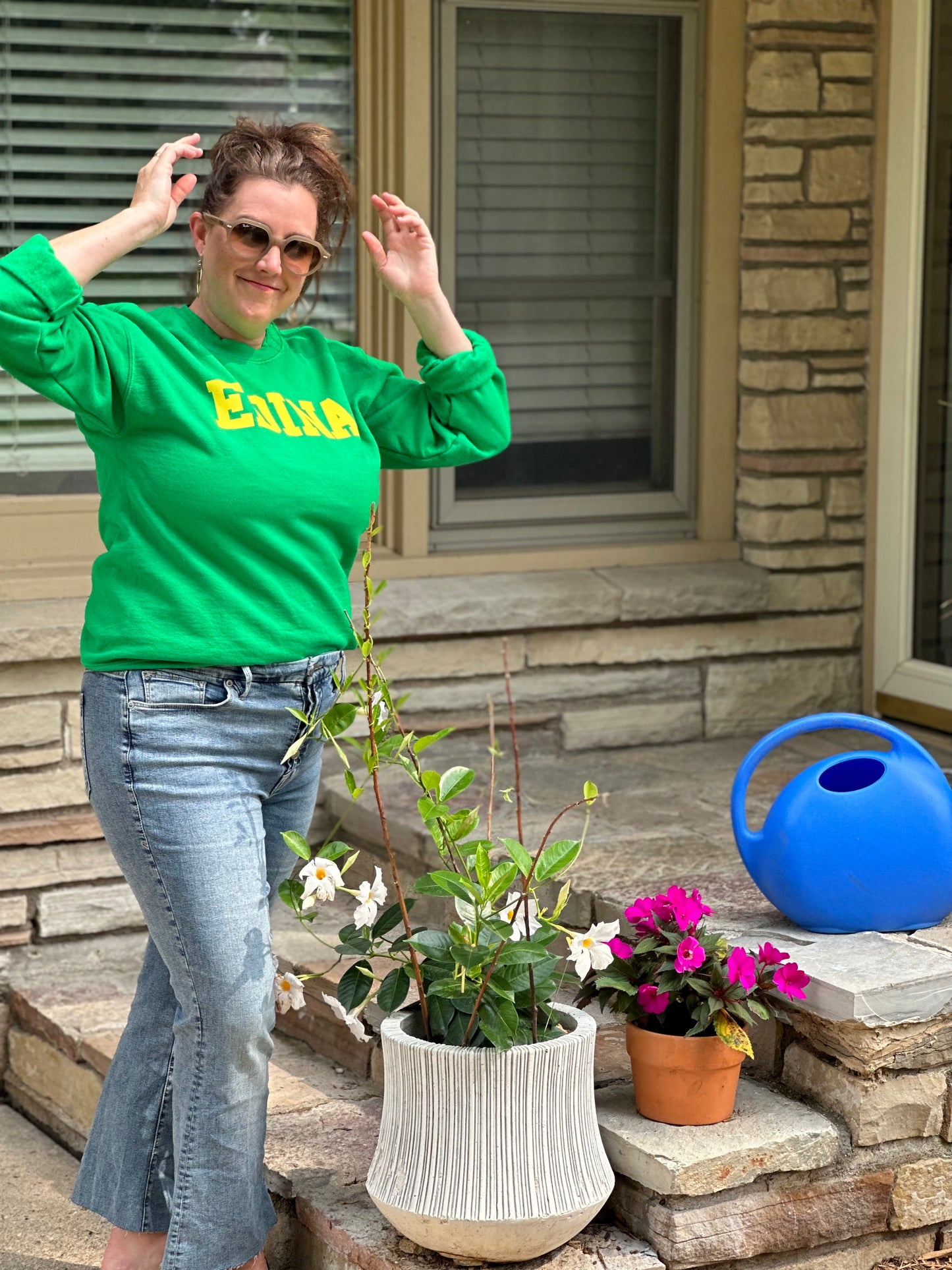 Yellow Edina Green Crewneck Youth + Adult