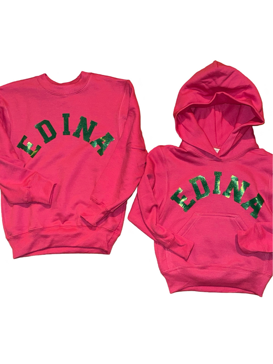 Youth Raspberry Crewneck or Hoody