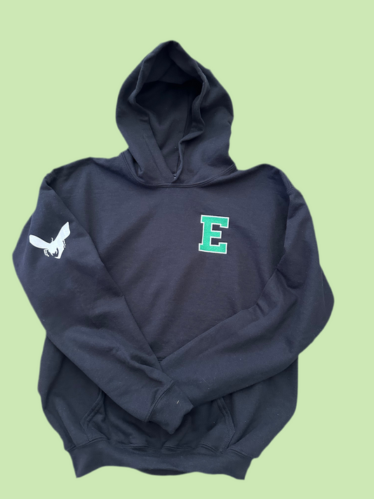 2 Youth XL Black Hoody Big Embroidered E
