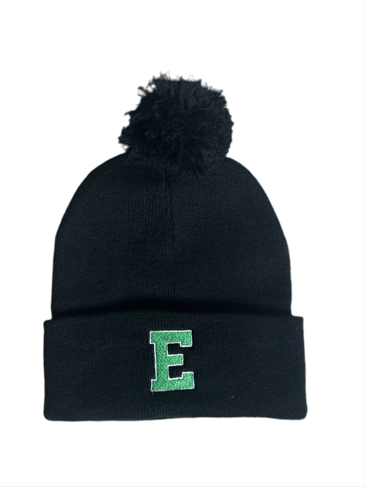 Green & White Classic E Pom Hat
