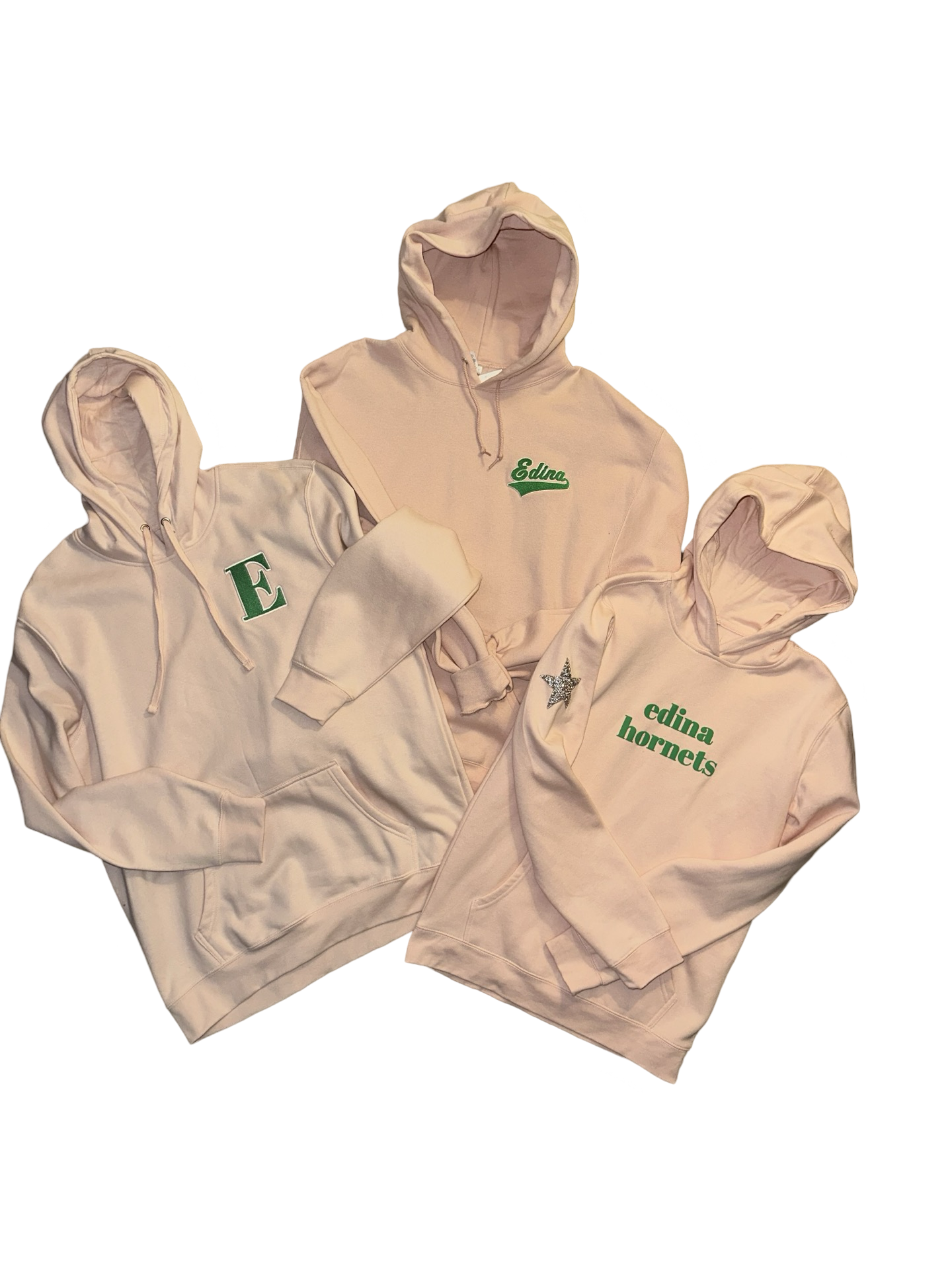 1-YXL & 1-AdultL Peach Hoody Silver Star