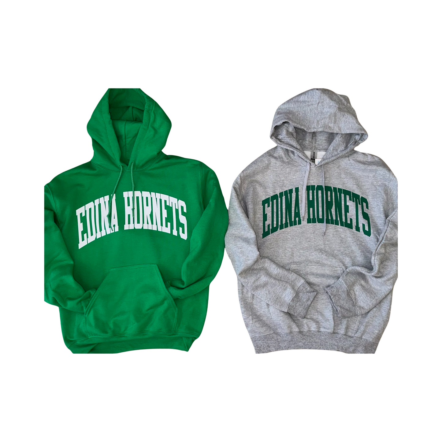 EDINA HORNETS Green or Grey Adult Hoody XS-4X