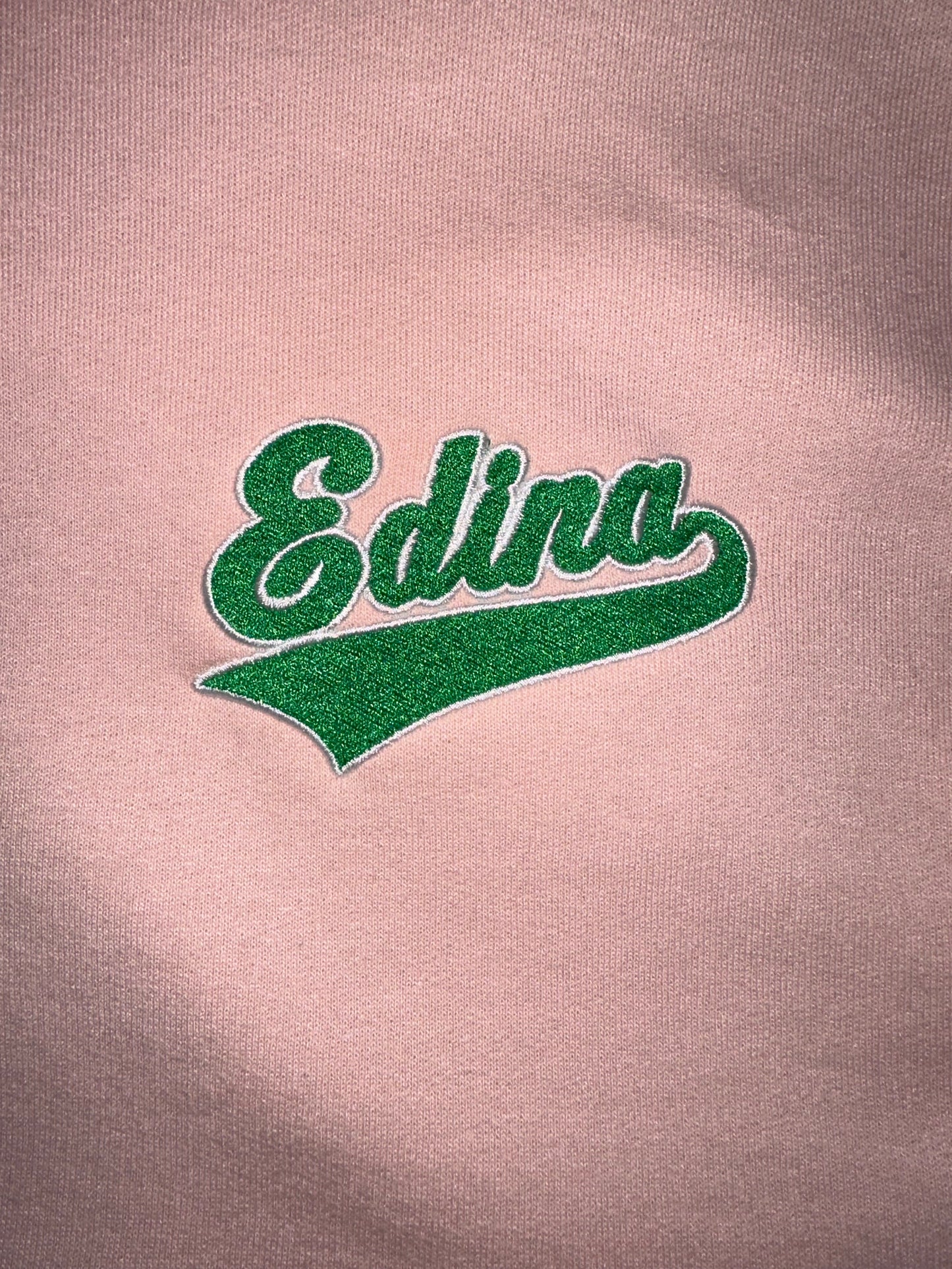 Light Pink/Peach Adult Hoodie w Embroidered Edina