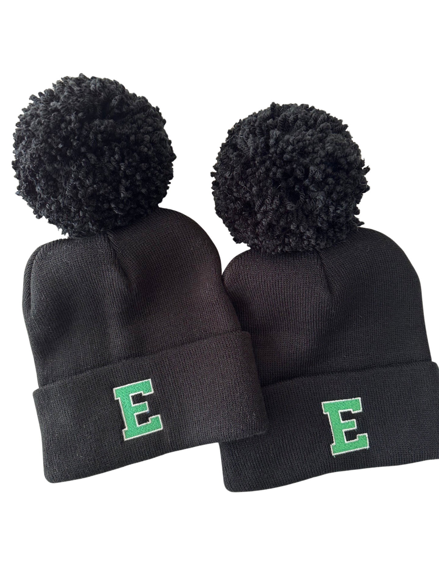 Embroidered E Big Pom Hat