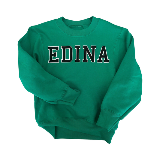 Black & White Edina Green Crewneck Youth + Adult